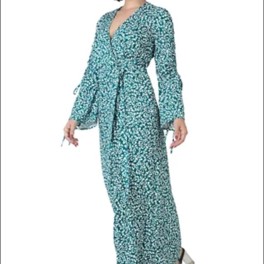 NWOT Green printed Maxi Dress, Size Small - Picture 2 of 3